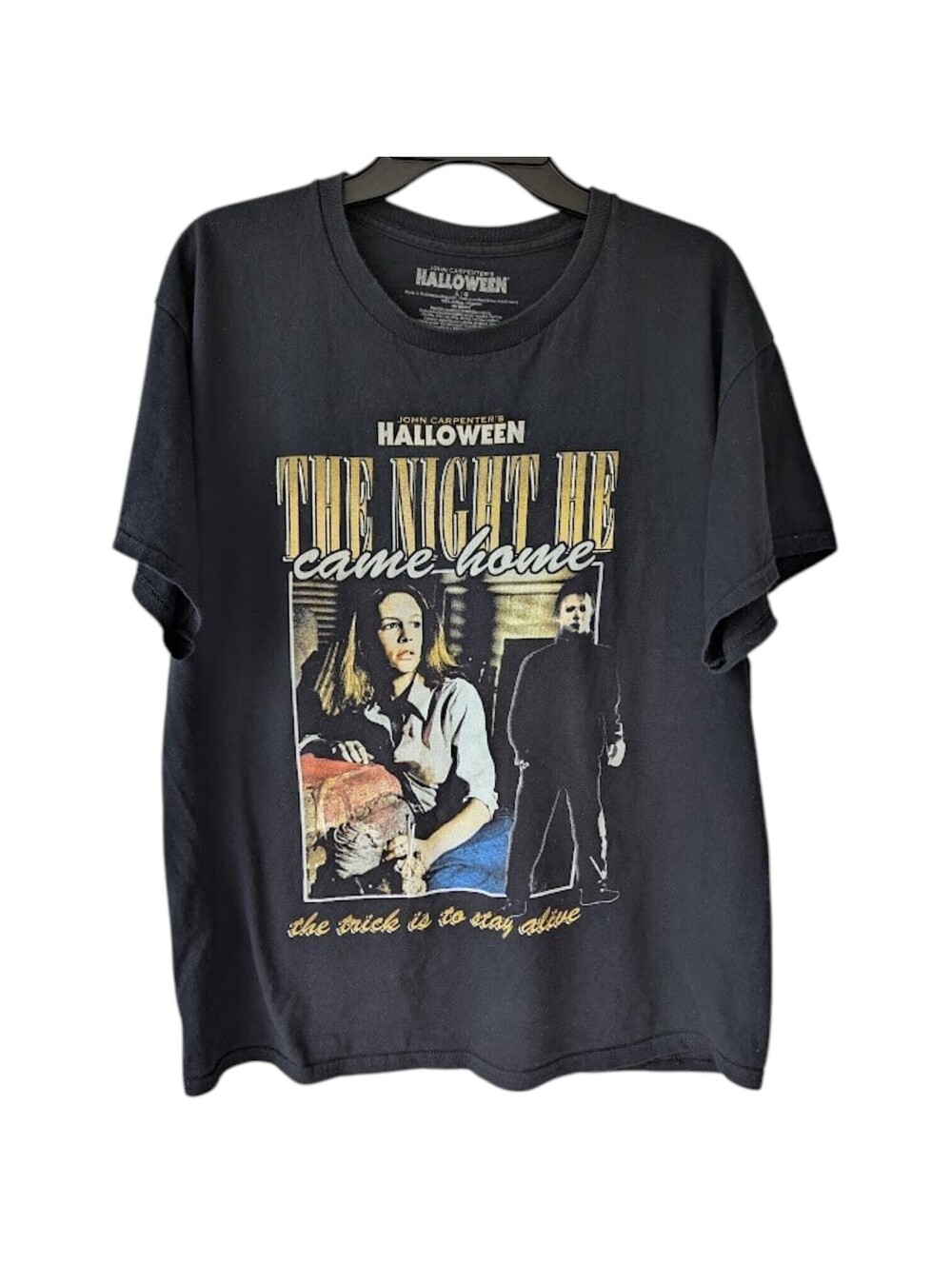 John Carpenter's Halloween T-Shirt Mens Large Black Horror Movie Tee 22x27.5